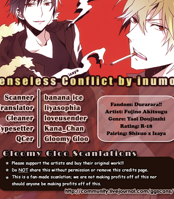 [Fujimaru (FUJINO Akitsugu)] Senseless Conflict – Durarara!! dj [Eng] – Gay Manga thumbnail 001
