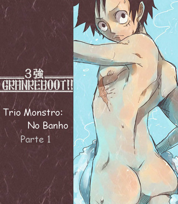 Gay Manga - [Kokoronashi K (Moke)] One Piece dj – Monster Trio In The Bath [Pt-Br] – Gay Manga
