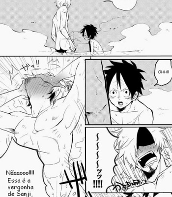 [Kokoronashi K (Moke)] One Piece dj – Monster Trio In The Bath [Pt-Br] – Gay Manga sex 4