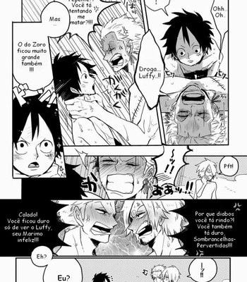 [Kokoronashi K (Moke)] One Piece dj – Monster Trio In The Bath [Pt-Br] – Gay Manga sex 7