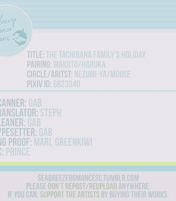 [Nezumiya (Mouse)] The Tachibana Family’s Holiday – Free! dj [Eng] – Gay Manga thumbnail 001