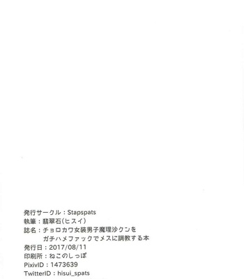 [Stapspats (Hisui)] Chorokawa Josou Danshi Marisa-kun o Gachihame Fuck de Mesu ni Choukyou Suru Hon – Touhou Project dj [Eng] – Gay Manga sex 21