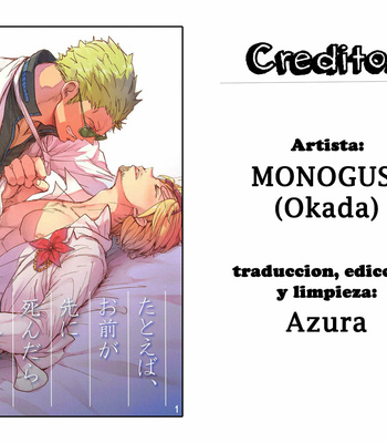 [MONOGUSA (Okada)] Tatoeba, Omae ga Saki ni Shindara – One Piece dj [Spanish] – Gay Manga sex 2