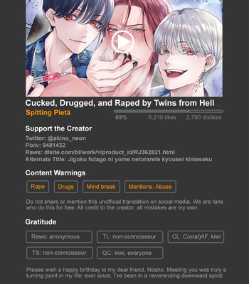[Spitting Pieta] Cucked, Drugged, and Raped by Twins from Hell – Jigoku futago ni yome netorarete kyousei kimeseku [Eng] – Gay Manga sex 2